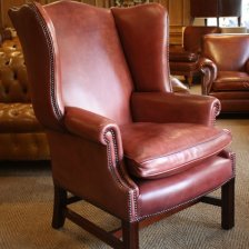 Faded Rose Georgian Leather Wing Chair